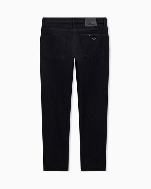 Emporio Armani Blue Slim Fit Five-Pocket Denim Jeans With Metal Logo for men