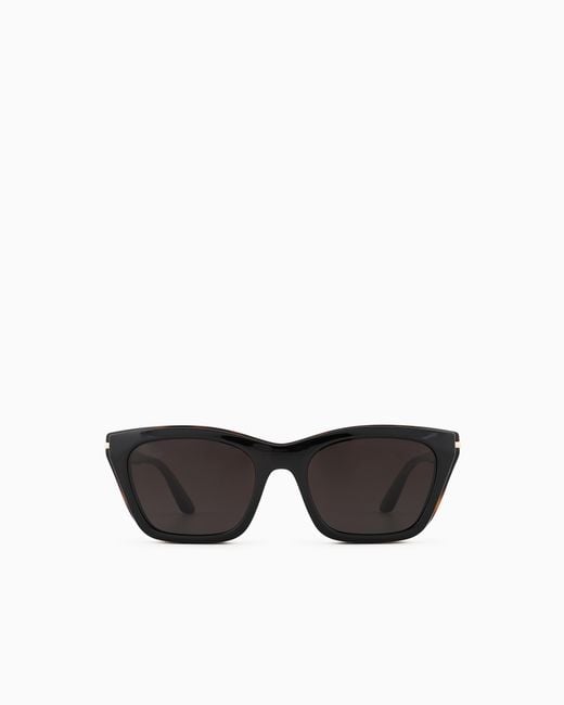 Emporio Armani White Cat-Eye Sunglasses With Clip-On Lenses