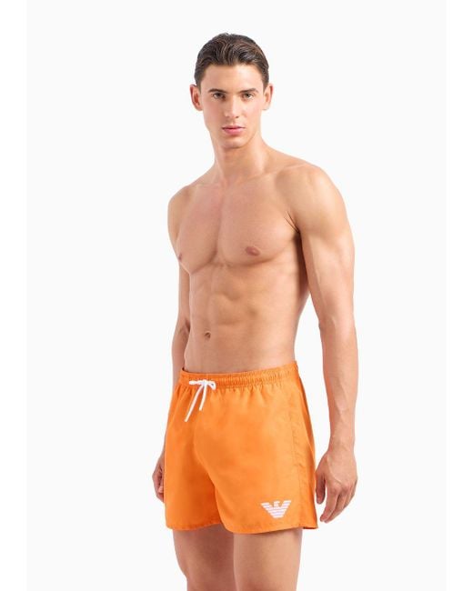 Emporio Armani Orange Essential Drawstring Swim Shorts for men