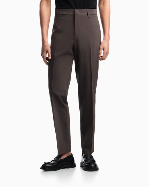Emporio Armani Brown Nylon Viscose Blend Trousers for men