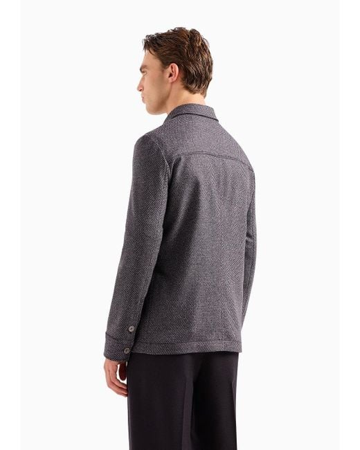 Emporio Armani Shirt Jacket In Wool With A Knit-effect Armure in