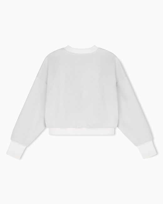 Emporio Armani White Lurex Jersey Sweatshirt With Shiny Logo