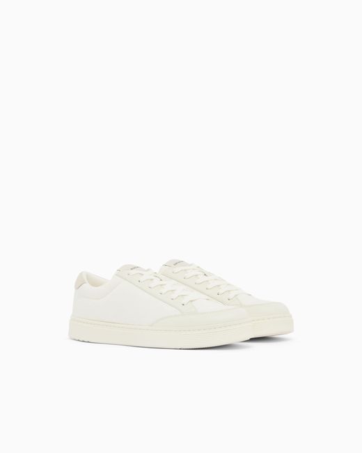 Emporio Armani White Jacquard Sneakers With An All-Over Eagle for men