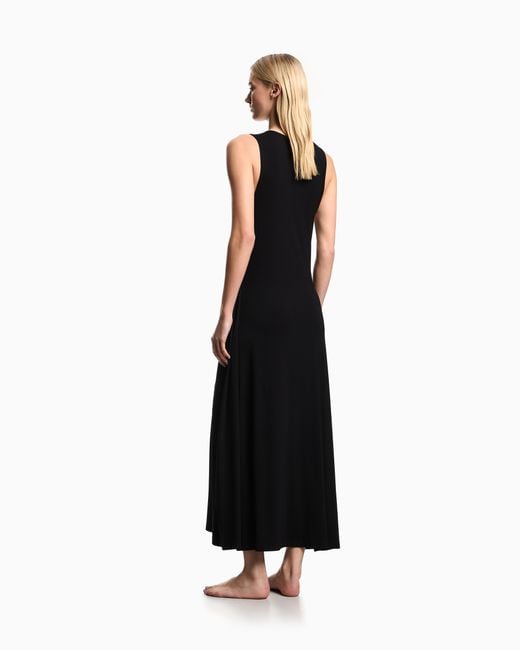 Emporio Armani Black Jersey Long Beachwear Dress