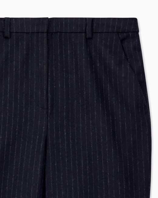 Emporio Armani Blue Pinstripe Wool Blend Pants Signature Capsule