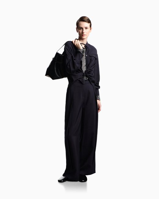 Emporio Armani Blue Technical Rayon Shirt
