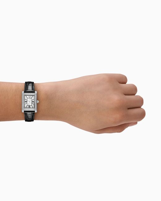 Emporio Armani White Two-Hand Leather Watch