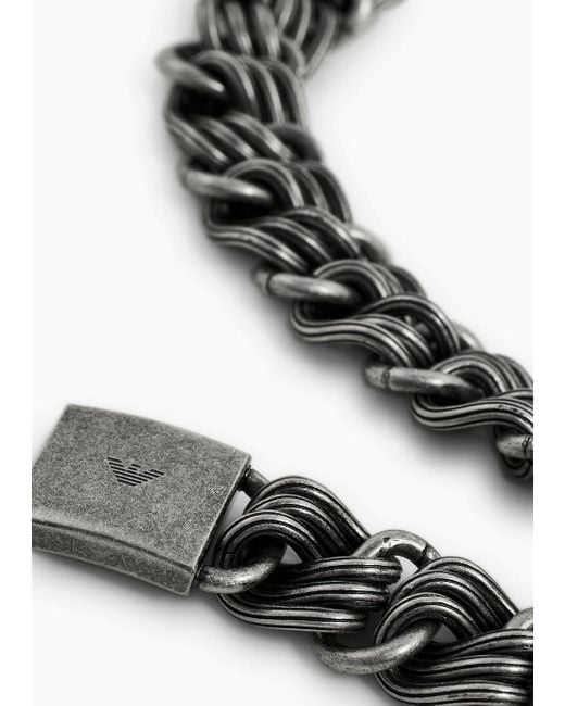 Emporio Armani Black Stainless Steel Chain Bracelet for men