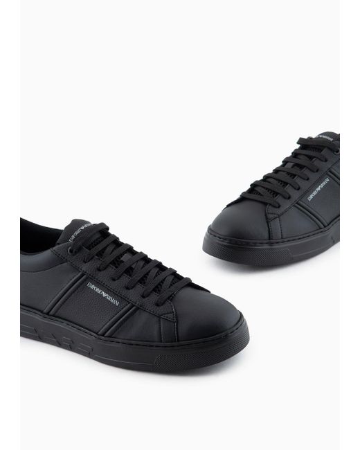 Emporio Armani Sneaker Aus Leder Mit Logo-detail in Black für Herren
