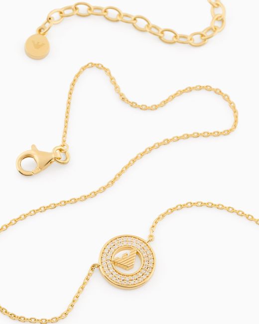 Emporio Armani White Tone Sterling Station Necklace