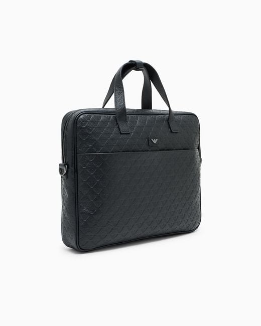 Sac Business En Cuir Avec Aigle Estampé All Over Emporio Armani pour homme en coloris Black