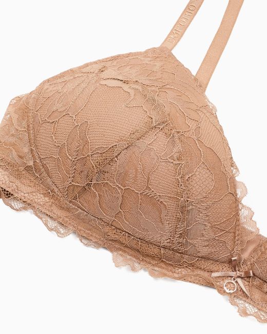 Sujetador De Triángulo Acolchado En Encaje Reciclado Eternal Lace Asv Emporio Armani de color Natural