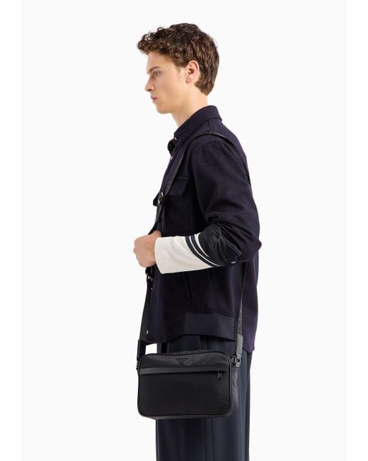 Emporio Armani Black Armani Sustainability Values Recycled Nylon Shoulder Bag for men