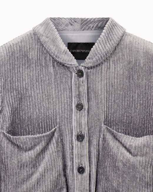 Emporio Armani Gray Fluid Corduroy Jacket Signature Capsule