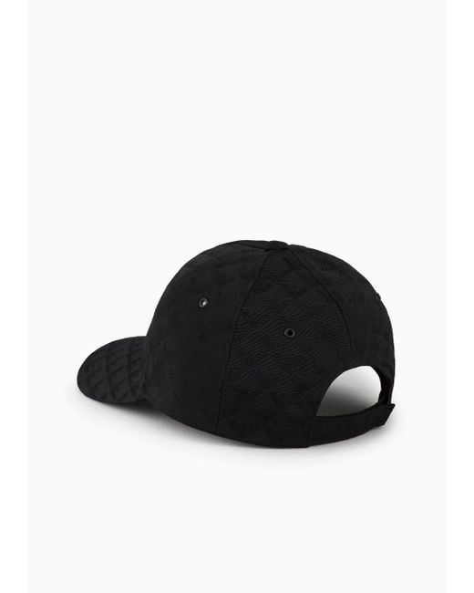 Emporio Armani Black Fabric Baseball Cap With Jacquard Monogram for men