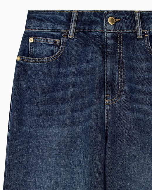 Emporio Armani Blue Five-Pocket Rigid Denim Jeans With A Vintage Look