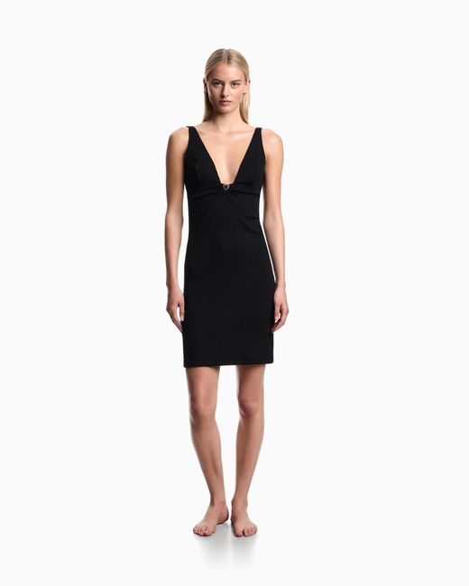 Emporio Armani Black Textured Lycra Beachwear Dress