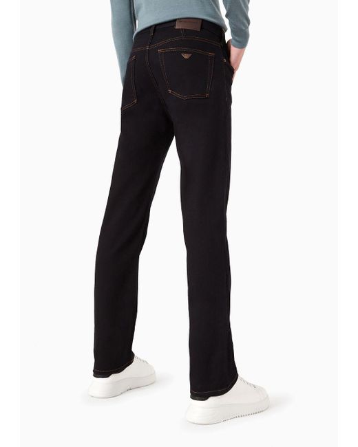 Emporio Armani Black J21 Regular-fit, Washed Twill 10.5 Oz Comfort-denim Jeans for men