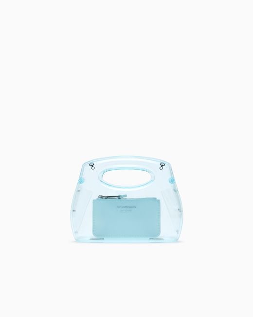 Emporio Armani Blue Pvc Clutch Bag With Shoulder Strap