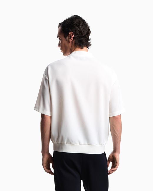 Emporio Armani White Icon 3D Piqué-Effect Crêpe Jersey T-Shirt for men