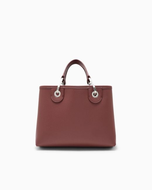 Emporio Armani Purple Shopping Bag With Pebbled Finish And Detachable Strap
