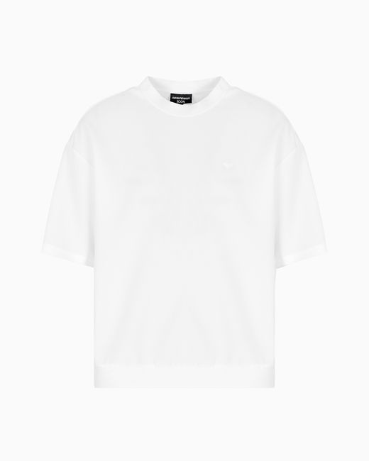 Emporio Armani White Icon 3D Piqué-Effect Crêpe Jersey T-Shirt for men