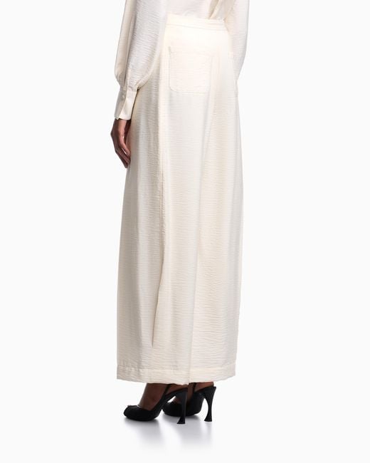 Emporio Armani White Wide-Leg Trousers