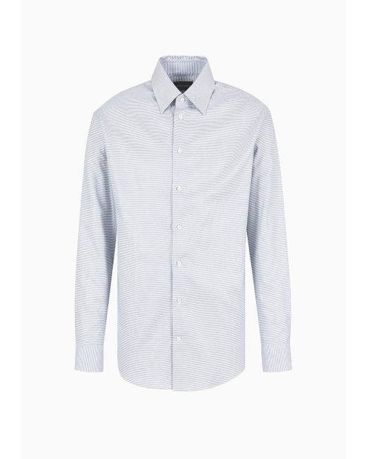 Emporio Armani Hemd Aus Strukturierter Baumwolle Mit Mikro-hahnentritt-muster in White für Herren