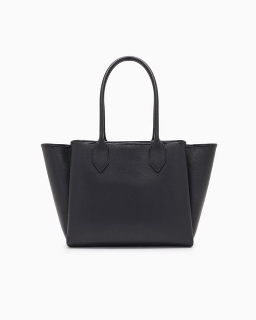 Emporio Armani Black Large Shopper Bag With Palmellato Finish