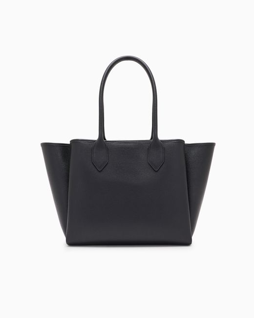Emporio Armani Black Large Shopper Bag With Palmellato Finish