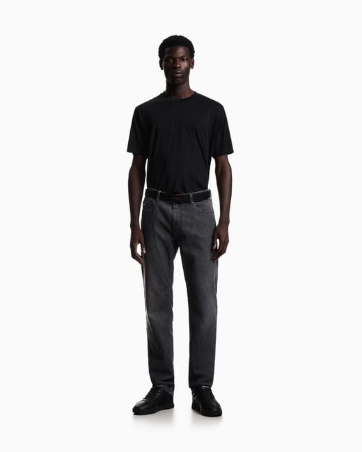 Emporio Armani Gray J05 Regular-Fit, Lightly Worn-Look 8-Oz Denim Jeans for men
