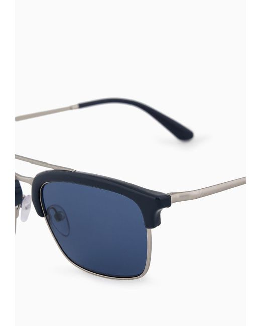 Emporio Armani Blue Rectangular Sunglasses for men