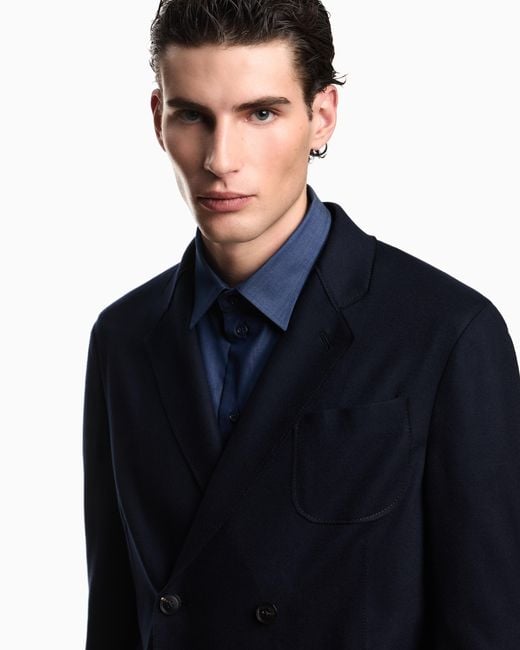 Emporio Armani Blue Double-Breasted Blazer for men