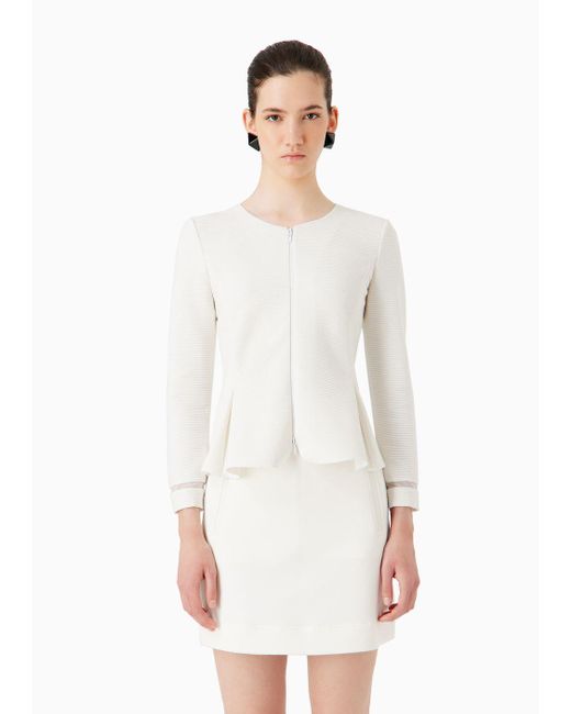 Emporio Armani White Double Jersey Pencil Mini Skirt