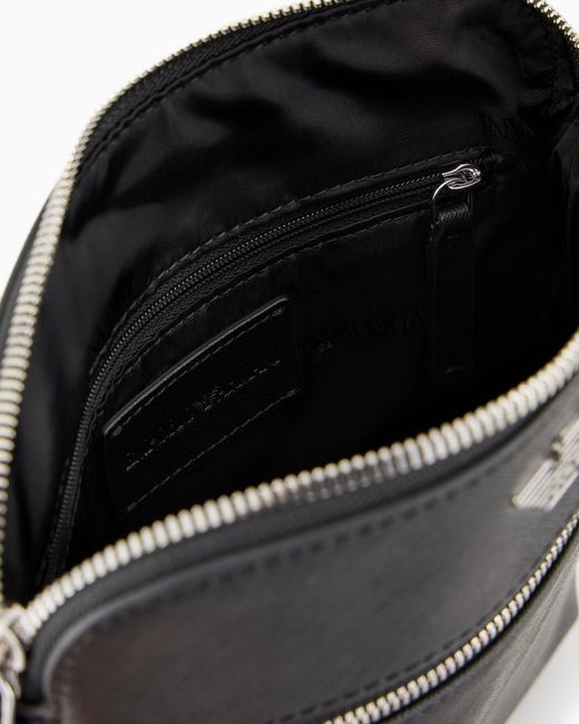 Bolso Bandolera Plano De Piel Saffiano Regenerada Con Placa De Águila Asv Emporio Armani de hombre de color Black