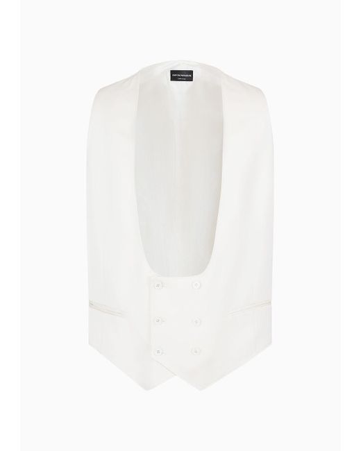 Emporio Armani White Tuxedo Waistcoat In Fluid Viscose Satin for men