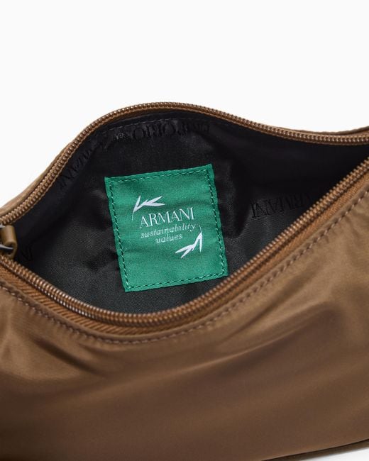Emporio Armani Brown Recycled Shoulder Bag With A Zip Closure And Logo Strap for men