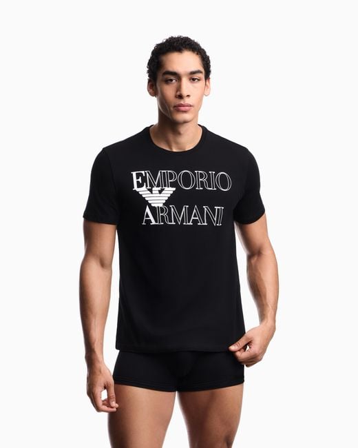 Emporio Armani Black Bold Logo Beachwear T-Shirt for men