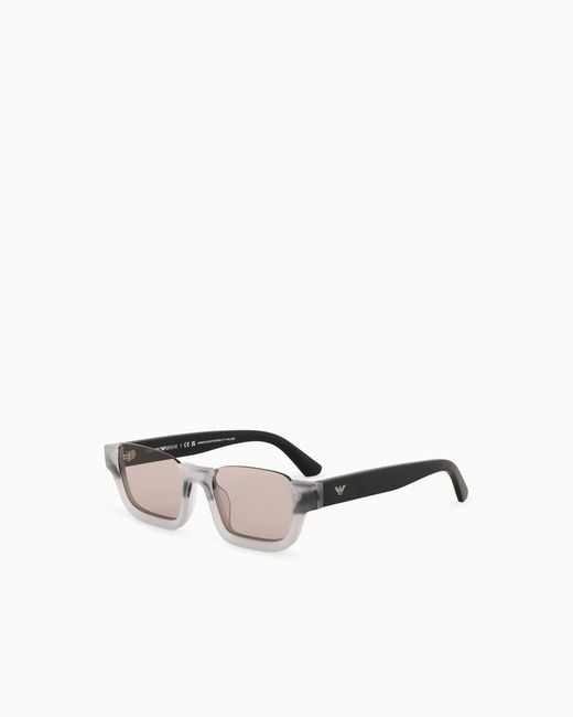 Emporio Armani Gray Rectangular Sunglasses
