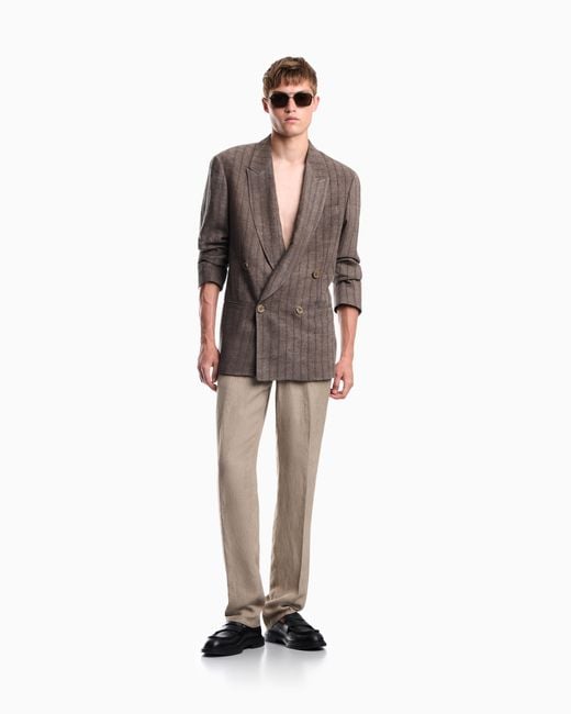 Emporio Armani Brown Double-Breasted Jacket for men