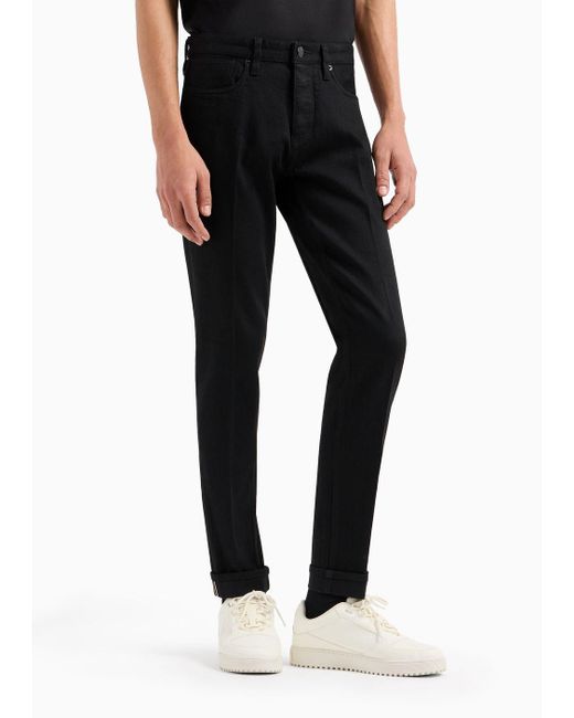 Emporio Armani Black J75 Slim-fit Denim Jeans With All-over Ramadan Capsule Collection Rhinestones for men