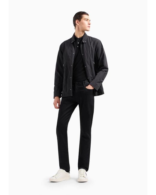 Emporio Armani Black J06 Slim-fit Denim Jeans With Valentine's Day Love Capsule Collection Patch for men