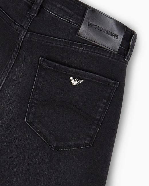 Vaqueros J20 De Cintura Alta Y Pernera Superajustada En Cómodo Denim Lavado A La Piedra Emporio Armani de color Blue