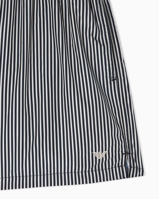 Emporio Armani Gray Striped Print Swim Shorts for men
