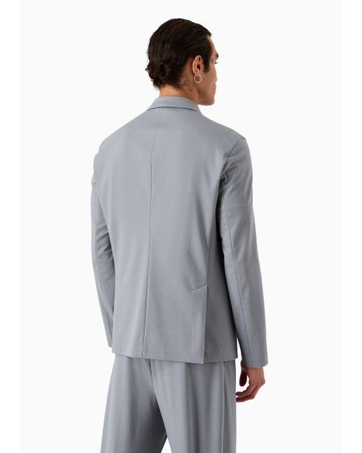 Emporio Armani Gray Travel Essentials Viscose Blend Jersey Blazer for men