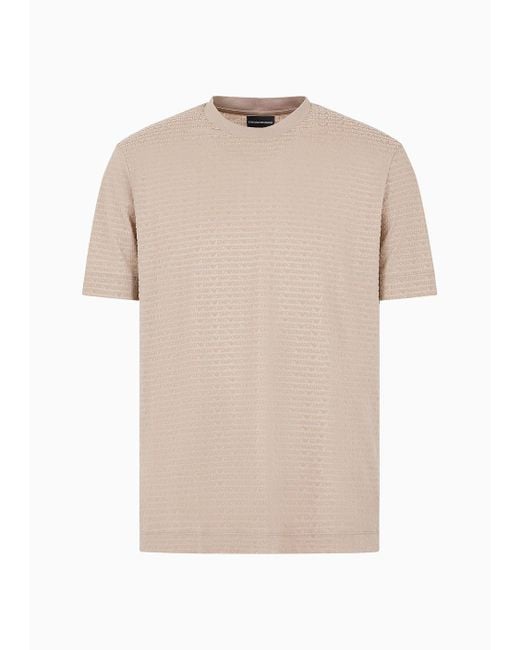 Emporio Armani Natural Asv Lyocell-blend Jersey T-shirt With All-over Flock Logo Lettering for men