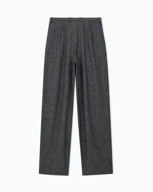 Emporio Armani Gray Pleated Check Flannel Pants Signature Capsule