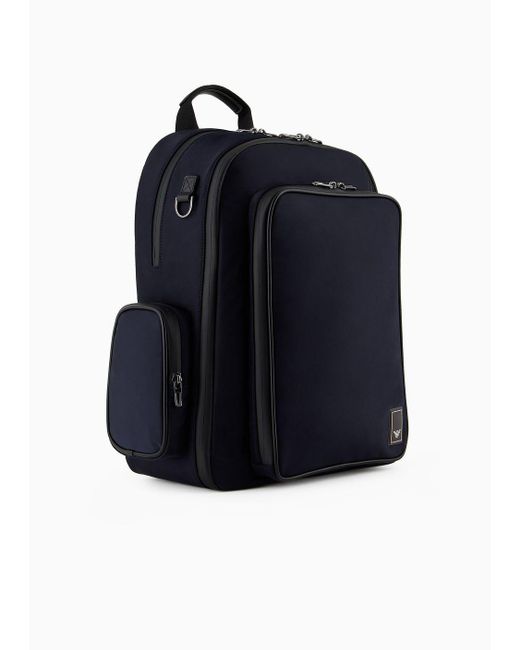 Emporio Armani Blue Travel Essentials Nylon Backpack for men