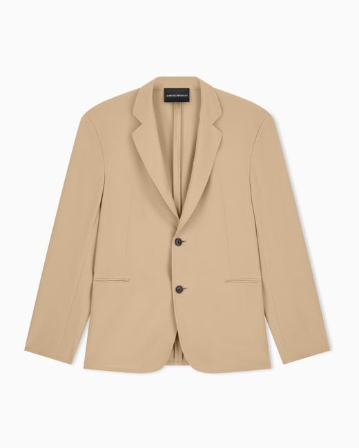 Emporio Armani Natural Seersucker Blazer With Down Padding And A Regular Fit for men