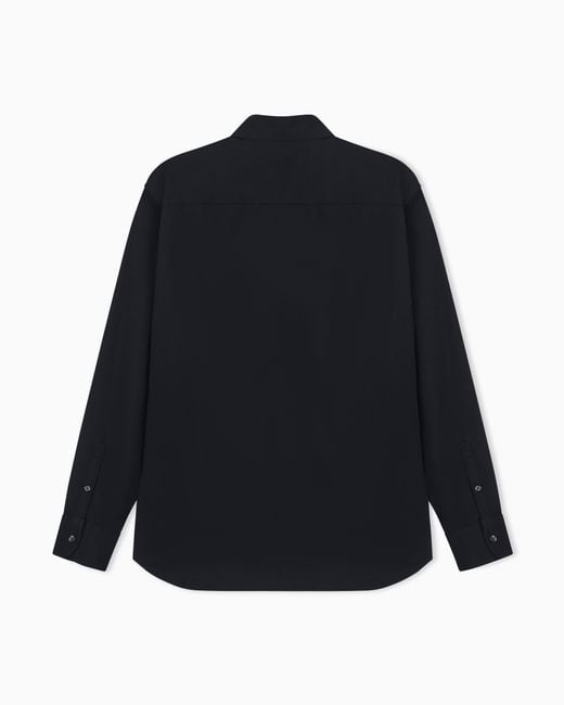 Emporio Armani Blue Stretch Pima Cotton Shirt for men